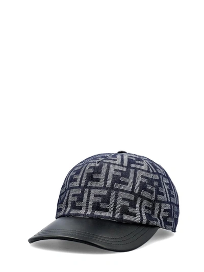 Shop Fendi Caps & Hats In Denim+nero