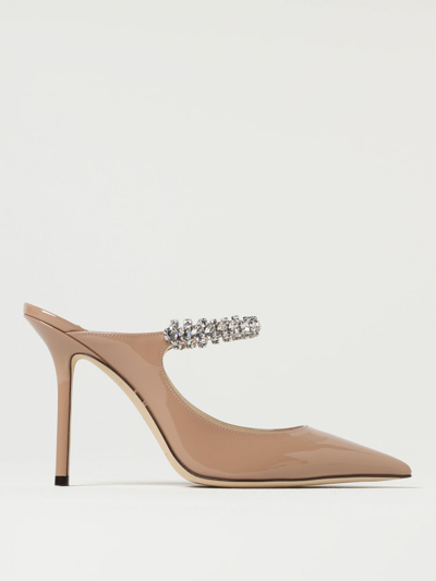 Shop Jimmy Choo Bing Mules In Patent Leather With Rhinestone Crystals In Nude