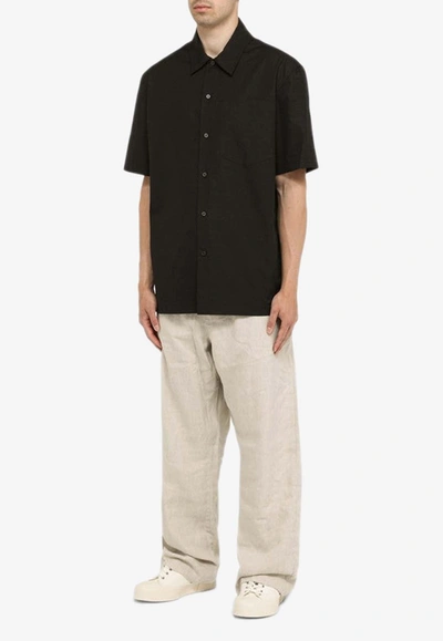Shop Jil Sander Buttoned Short-sleeved Shirt In Black