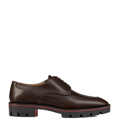 Shop Christian Louboutin Davisol Leather Derby Shoes In Brown