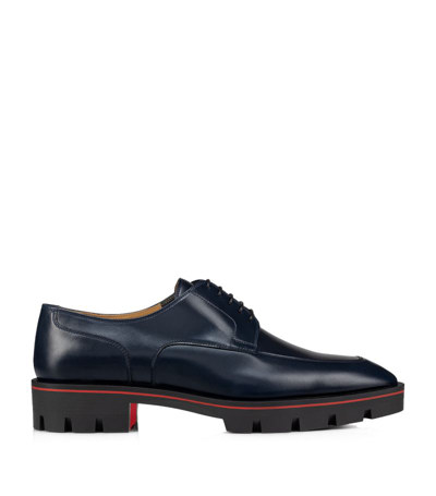Shop Christian Louboutin Davisol Leather Derby Shoes In Navy