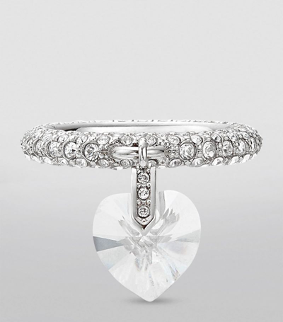 Shop Jimmy Choo Crystal-embellished Heart Ring In Silver
