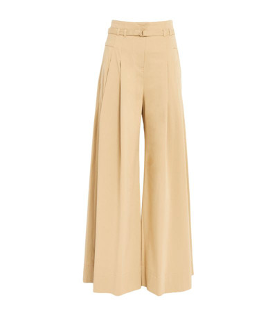 Shop Me+em Cotton High-rise Pleated Trousers In Nude