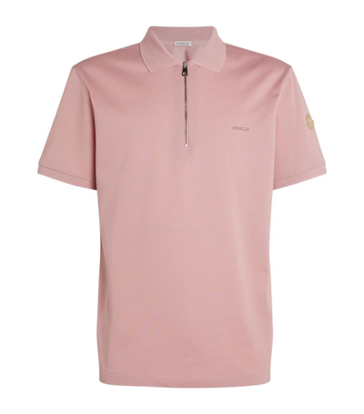 Shop Moncler Zip Polo Shirt In Pink