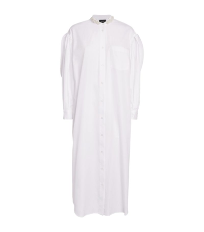 Shop Simone Rocha Embellished Midi Shirt Dress In White