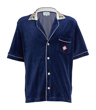 Shop Casablanca Velour Laurel Shirt In Navy