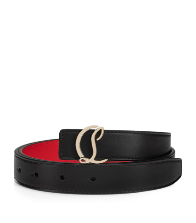 Shop Christian Louboutin Cl Logo Leather Belt In Black