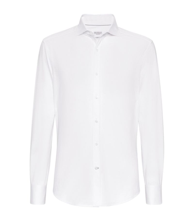 Shop Brunello Cucinelli Collared Button-down Shirt In White