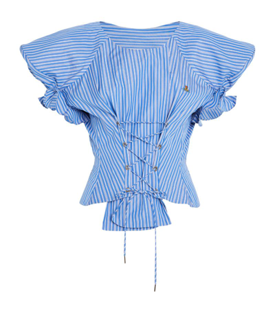 Shop Vivienne Westwood Striped Kate Corset Top In Blue