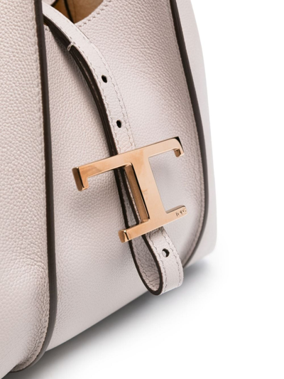Shop Tod's T Timeless Mini Leather Tote Bag In Grey