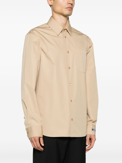 Shop Versace Cotton Shirt In Beige