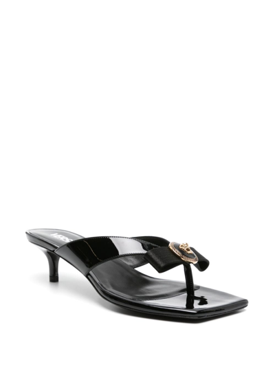Shop Versace La Medusa Patent Leather Sandals In Black