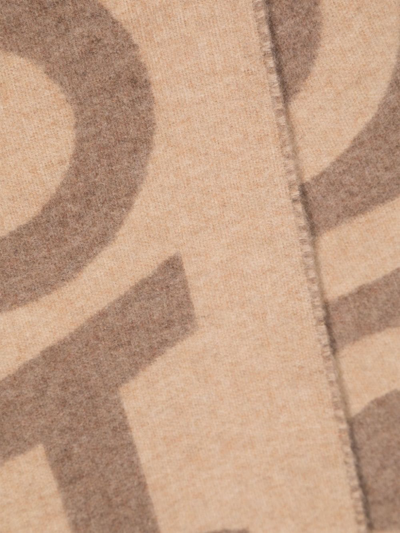 Shop Acne Studios Logo Wool Scarf In Brown
