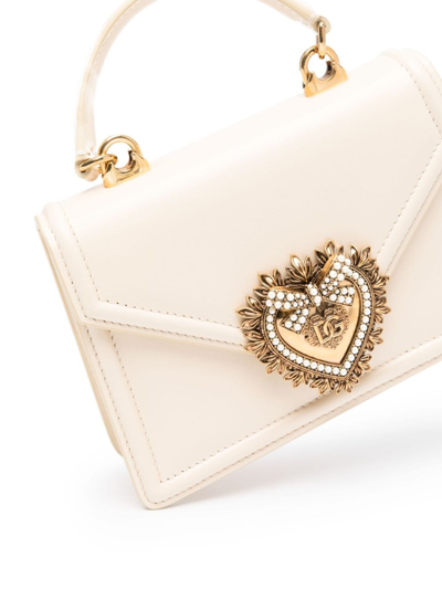 Shop Dolce & Gabbana Devotion Small Leather Handbag In White