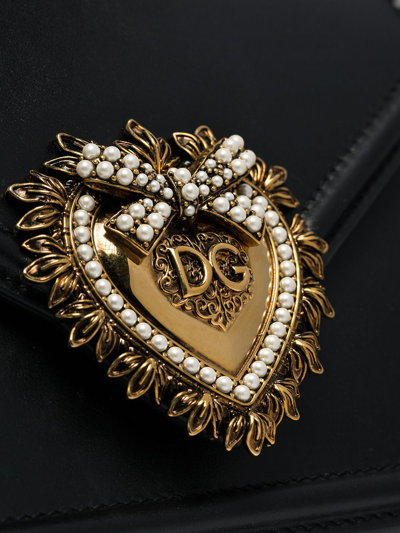 Shop Dolce & Gabbana Devotion Small Leather Handbag In Black