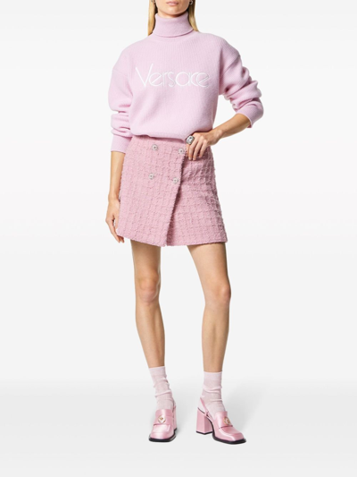 Shop Versace Tweed Mini Skirt In Pink