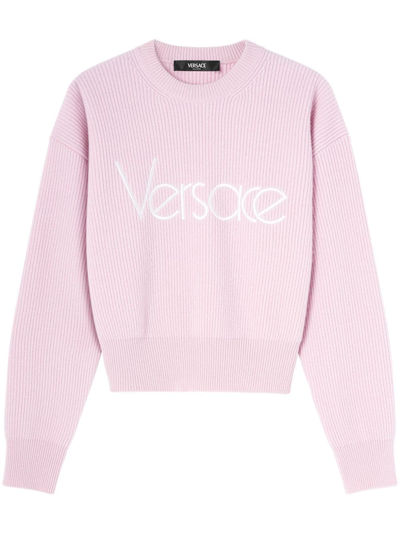 Shop Versace Logo Sweater In Pink