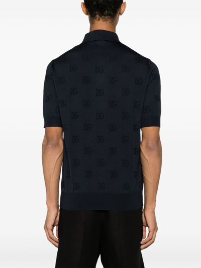 Shop Dolce & Gabbana Dg Logo Silk Shirt In Blue