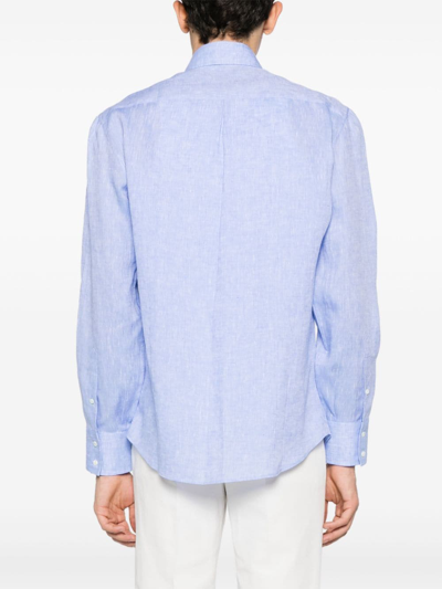 Shop Brunello Cucinelli Linen Shirt In Blue