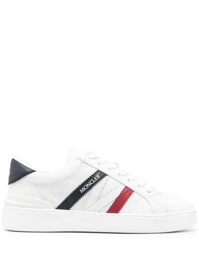 Shop Moncler Monaco Low Leather Sneakers In White