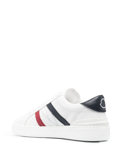 Shop Moncler Monaco Low Leather Sneakers In White