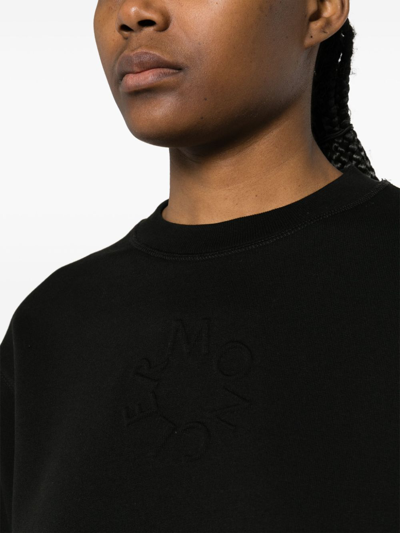 Shop Moncler Logo Cotton Sweatshirt In Black