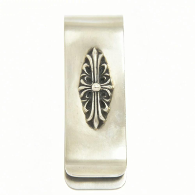 Pre-owned Chrome Hearts Floral Cross Money Clip In Silver