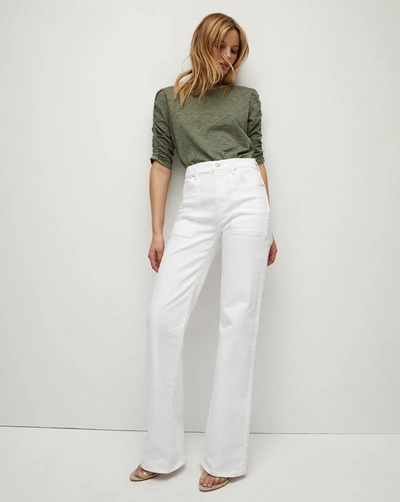Shop Veronica Beard Crosbie Slim Wide-leg Jean In White