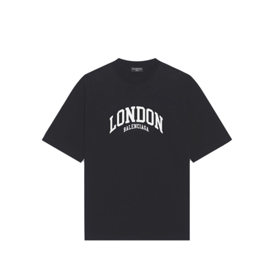Pre-owned Balenciaga 612966tlvg51070 Cities London Medium Fit Men's T-shirt In Black