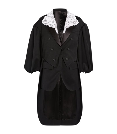 Shop Simone Rocha Double-breasted Tail Jacket In Black