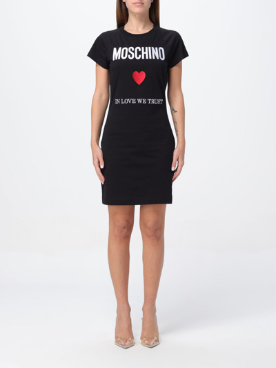 Moschino Dress With Logo In Black
