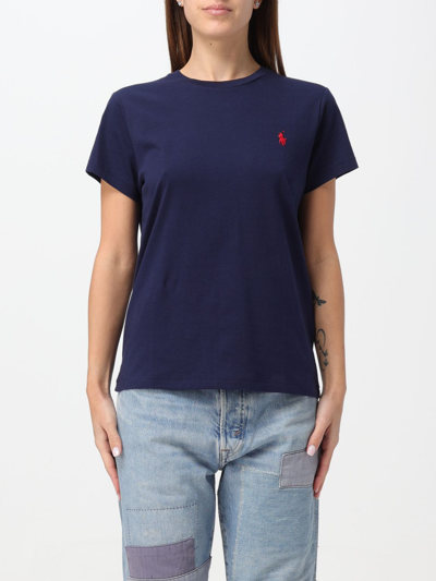 Polo Ralph Lauren Cotton Jersey Crewneck T-shirt Clothing In Blue
