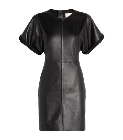 Shop Isabel Marant Leather Faustilia Mini Dress In Black