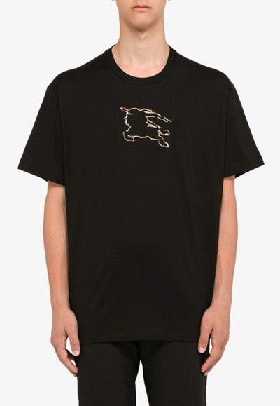 Shop Burberry Check Ekd Short-sleeved Crewneck T-shirt In Black
