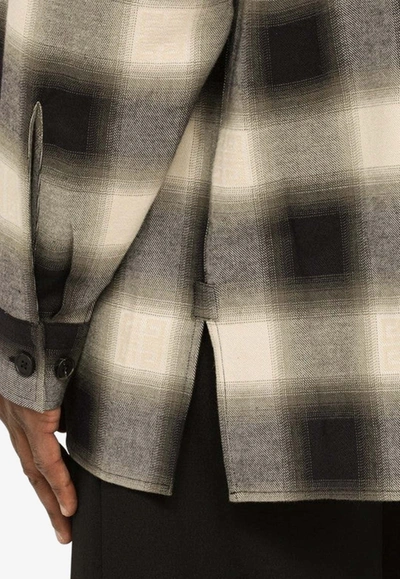 Shop Givenchy Checked Pattern Drawstring Overshirt In Beige