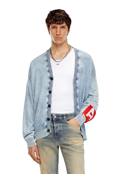 Shop Diesel Cardigan In Indigo Cotton In Blue