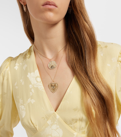 Shop Ileana Makri 18kt Gold Necklace With Diamonds And Tsavorites In Multicoloured