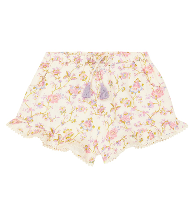 Shop Louise Misha Vallaloid Floral Cotton Shorts In White