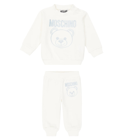 Shop Moschino Baby Teddy Bear Cotton Sweatshirt And Sweatpants Set In White