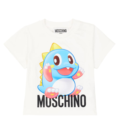 Shop Moschino Baby Printed Cotton Jersey T-shirt In White