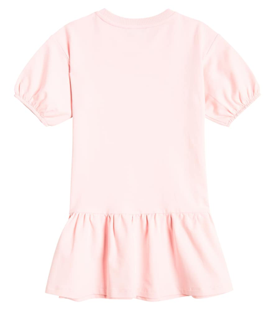 Shop Moschino Printed Cotton-blend Jersey Dress In Pink