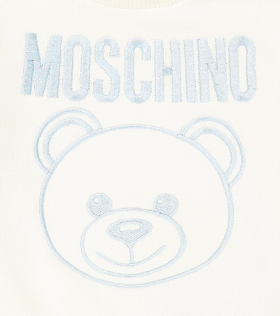 Moschino Baby Teddy Bear Cotton Sweatshirt And Sweatpants Set In White