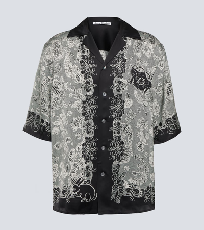 Shop Acne Studios Printed Satin Bowling Shirt In Multicoloured