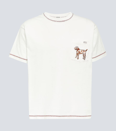 Shop Bode Griffon Embroidered Cotton Jersey T-shirt In White