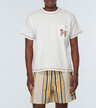 Shop Bode Griffon Embroidered Cotton Jersey T-shirt In White