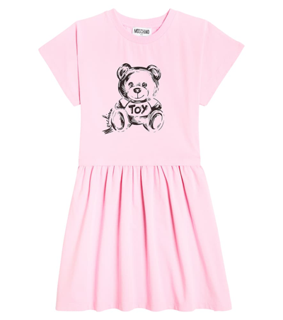 Shop Moschino Teddy Bear Cotton-blend Jersey Dress In Pink
