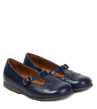 Pèpè Leather Ballet Flats In Blue