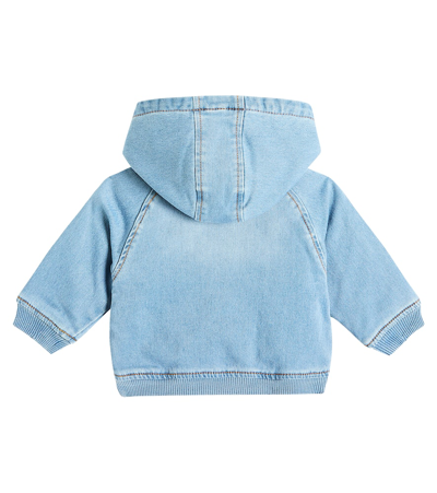 Shop Moschino Baby Teddy Bear Denim Jacket In Blue