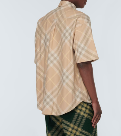 Shop Burberry Check Cotton Shirt In Beige