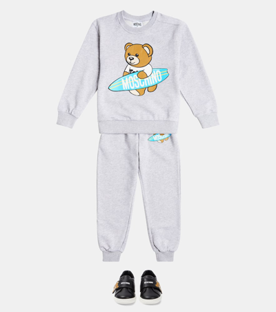 Moschino Teddy Bear Cotton-blend Sweatshirt And Sweatpants Set In Grey
